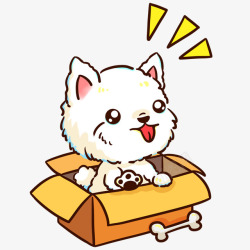 箱子里的小狗手绘卡通箱子里的小狗高清图片