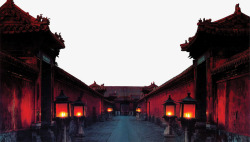 红色走廊红色宫门走廊中秋高清图片