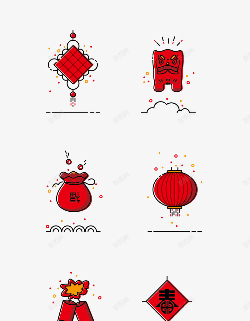 新年元素png免抠素材_新图网 https://ixintu.com 图片 新年 灯笼 过年