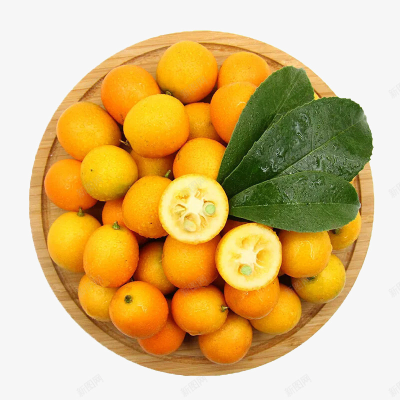 金桔png免抠素材_新图网 https://ixintu.com 切开的金桔 新鲜水果 绿叶 美食 黄色