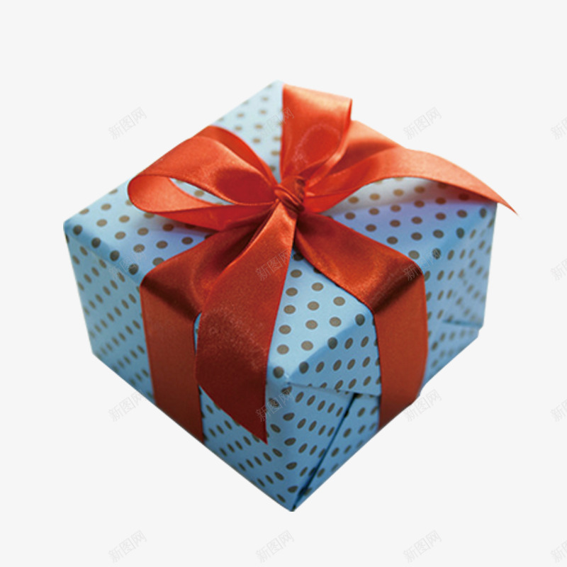 蓝色黑点礼盒png免抠素材_新图网 https://ixintu.com 波点 清新包装 礼物 节日素材