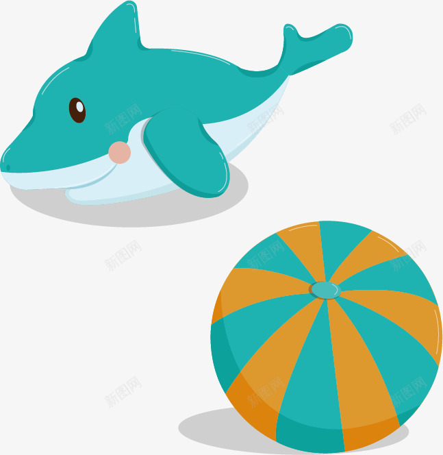 海洋玩具矢量图ai免抠素材_新图网 https://ixintu.com 卡通 可爱 海洋球 海豚 玩具 简单 矢量图