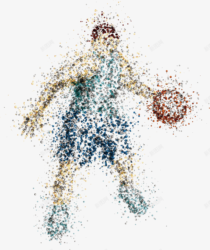 打篮球上篮篮球运动员png免抠素材_新图网 https://ixintu.com 七彩墨迹 打篮球 篮球运动员 过人 运球