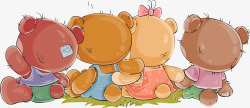 褐色卡通小熊伙伴装饰图案素材
