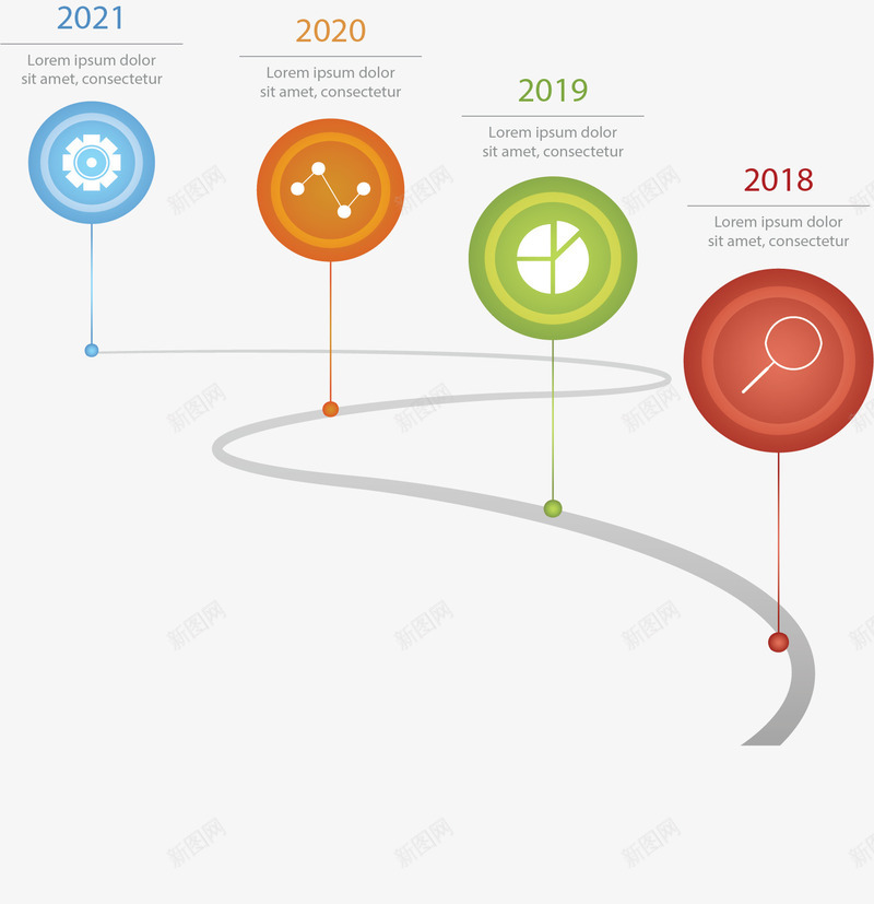 彩色标签弯道时间轴矢量图ai免抠素材_新图网 https://ixintu.com 弯道 弯道时间轴 时间轴 曲线时间轴 步骤图 流程图 矢量png 矢量图