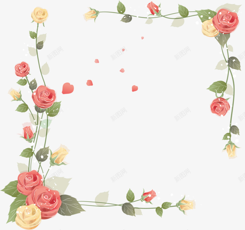 粉色花朵相框png免抠素材_新图网 https://ixintu.com 好看 手绘 粉色 花朵