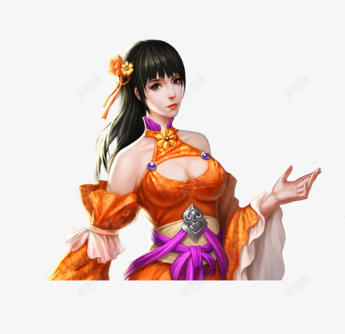 黄袍美艳少女游戏png免抠素材_新图网 https://ixintu.com 少女 游戏 美艳