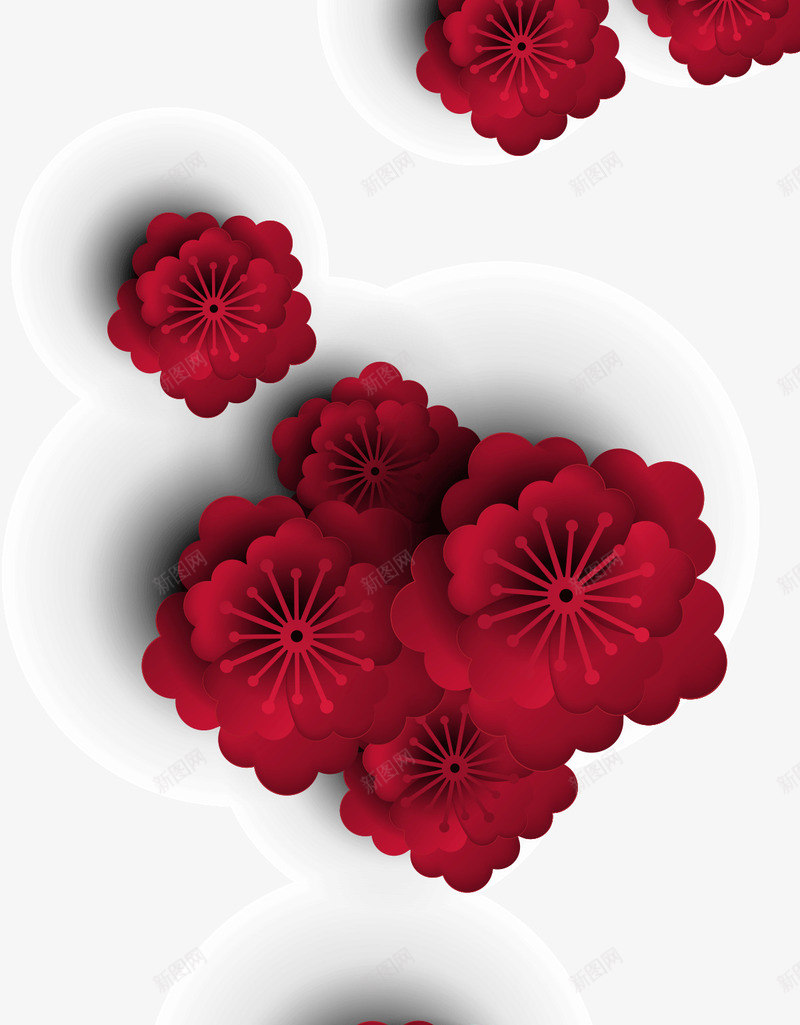 红色鲜艳的花朵装饰png免抠素材_新图网 https://ixintu.com 中国风 新年 红色花朵 红花 花朵 花朵装饰