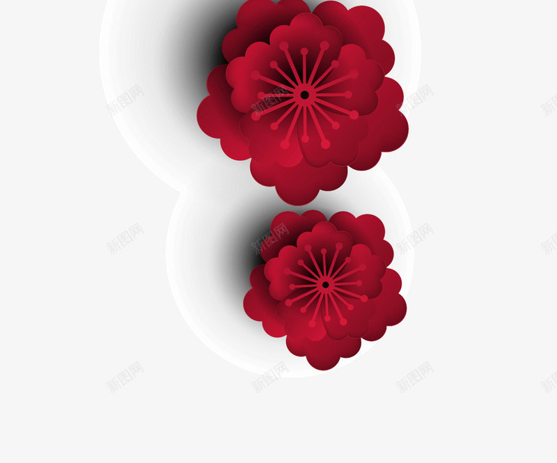红色鲜艳的花朵装饰png免抠素材_新图网 https://ixintu.com 中国风 新年 红色花朵 红花 花朵 花朵装饰