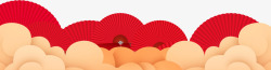 黄色棕色春节红色扇子装饰高清图片