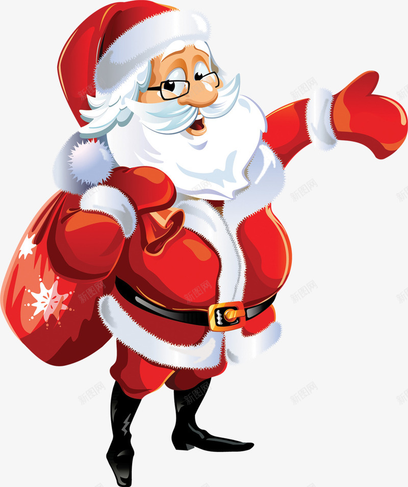 手绘戴眼镜的圣诞老人png免抠素材_新图网 https://ixintu.com 圣诞老人 眼镜