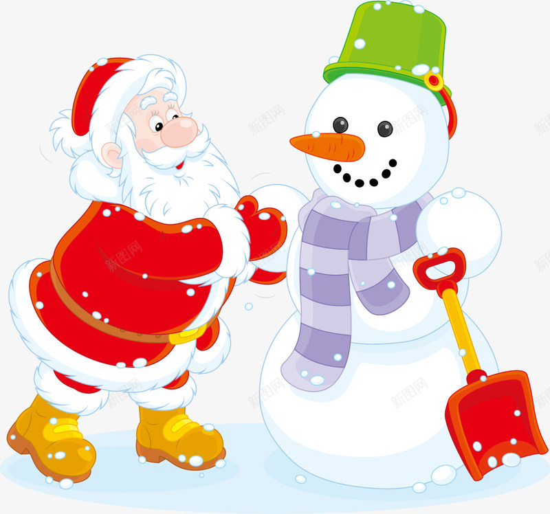 圣诞老人堆雪人png免抠素材_新图网 https://ixintu.com 圣诞老人 圣诞节 雪人