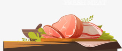 卡通五花肉木板上的肉高清图片