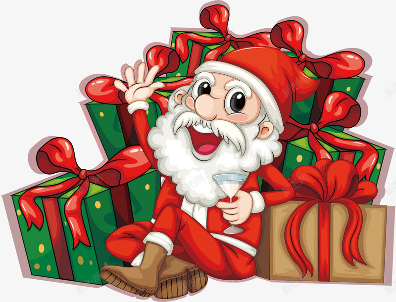 手绘圣诞老人矢量图ai免抠素材_新图网 https://ixintu.com 人物 卡通 圣诞老人 手绘 派发礼物的圣诞老人 礼物堆 矢量图