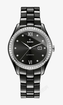 女士机械腕表雷达腕表手表黑色镶钻男表高清图片