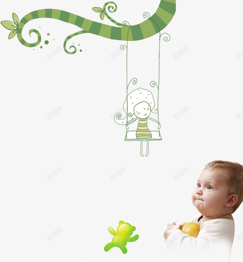 母婴用品海报png免抠素材_新图网 https://ixintu.com 卡通可爱装饰图案 小baby 小熊 母婴 母婴用品海报免费下载
