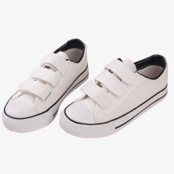 时尚防滑童鞋白色儿童休闲帆布鞋高清图片