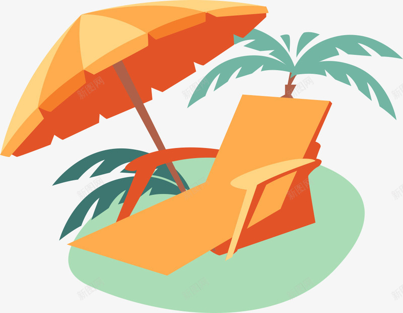 沙滩躺椅夏日png免抠素材_新图网 https://ixintu.com 坐位 坐席 坐躺椅子 夏天 夏日 度假 座位 沙滩 海滩