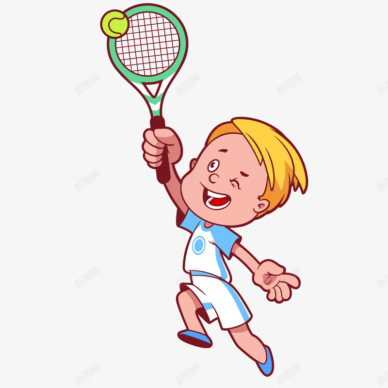 男孩打网球矢量图ai免抠素材_新图网 https://ixintu.com 儿童 男孩打网球免抠PNG 网球 网球公开赛 网球拍 运动 矢量图