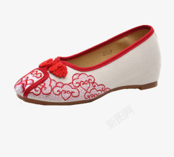 休闲防臭中国结红色布鞋高清图片