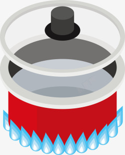 红色锅一个红色烧水的锅矢量图高清图片