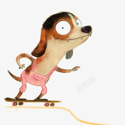 滑板的小狗卡通小狗高清图片