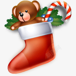 圣诞礼物袜子图标小熊礼物图标