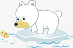 北极熊和小鱼矢量图素材