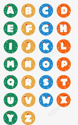 6个圆饼图标26个圣诞英文字母图标高清图片