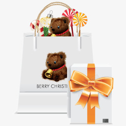 小熊圣诞礼物购物袋png免抠素材_新图网 https://ixintu.com 圣诞礼物 小熊 购物袋