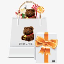 小熊圣诞礼物购物袋素材
