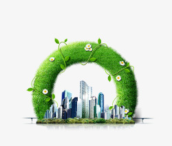绿色科技城市光线创意绿色城市建筑物高清图片