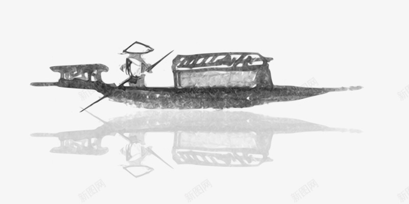 水墨小船老人矢量图eps免抠素材_新图网 https://ixintu.com 小船 水墨素材 矢量素材 老人 矢量图