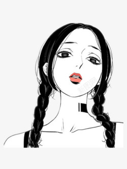 卡通漫画手绘辫子美女美少女高清图片