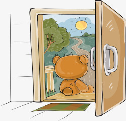驱除门外坐在门口的小熊高清图片