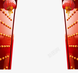创意大门创意合成红色的质感大门灯笼高清图片