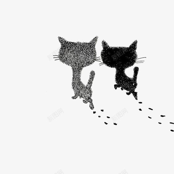 黑色猫咪png免抠素材_新图网 https://ixintu.com 可爱猫咪 手绘猫咪 猫咪免扣PNG 猫咪插画 猫咪背影 猫咪脚印