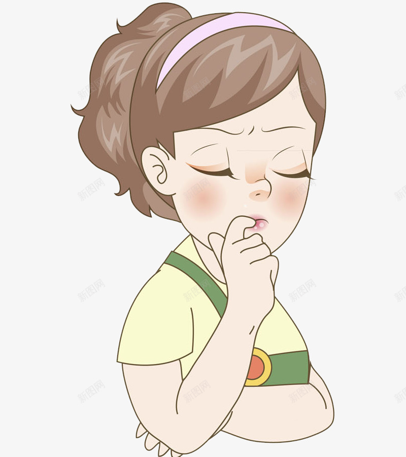 咬手指的女人png免抠素材_新图网 https://ixintu.com 卡通 可爱的 咬手指 围裙 女人 漂亮的 绿色的