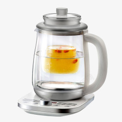 茶水分离银色双层玻璃电壶高清图片