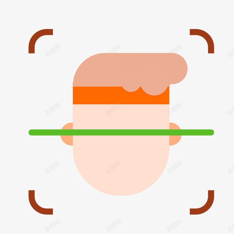 面部扫描矢量图图标eps_新图网 https://ixintu.com UI图标 h5图标 扁平化UI 扫描 游戏UI 界面UI 网页UI 面部 矢量图