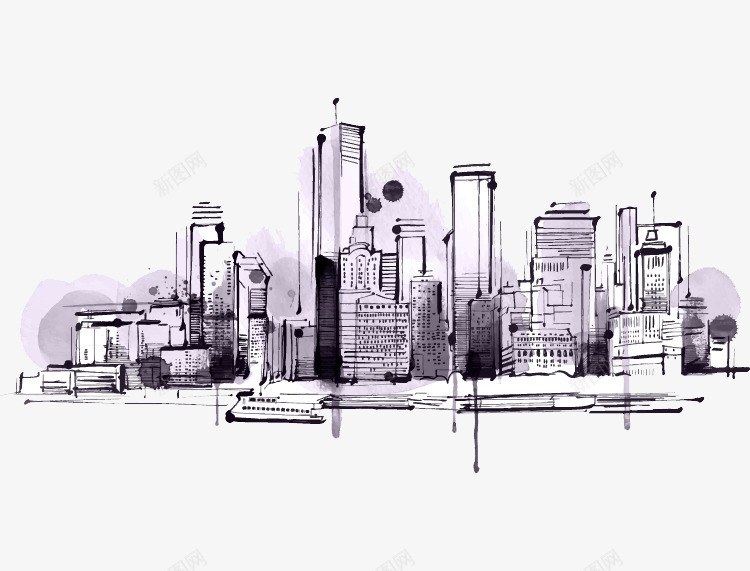 城市高楼png免抠素材_新图网 https://ixintu.com 城市 手绘 都市 高楼