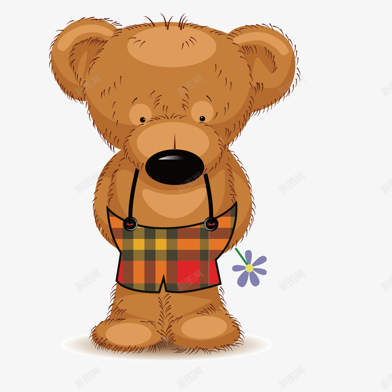 背带裤小熊png免抠素材_新图网 https://ixintu.com 一个 卡通 可爱 小熊 手绘 棕色 绿色 背带裤