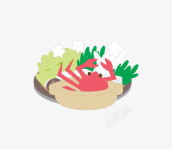 蔬菜螃蟹手绘图案素材