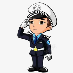 卡通警官敬礼的小警察高清图片