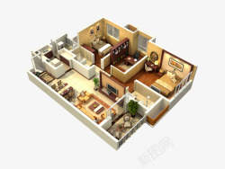 公寓3d户型图3D室内效果图高清图片