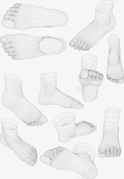 3d月饼图案脚线条3D4D立体脚模型高清图片