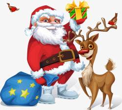 小麋鹿卡通圣诞老人与麋鹿高清图片