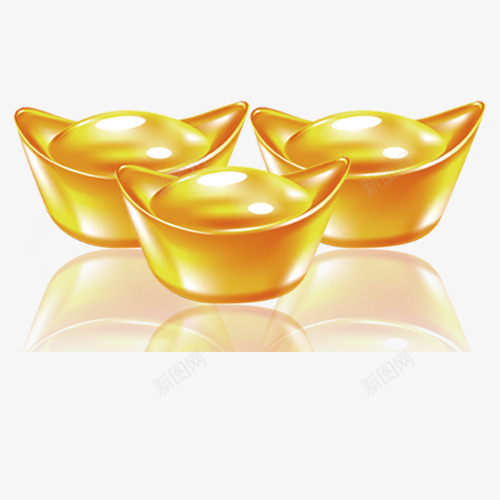 钱psd免抠素材_新图网 https://ixintu.com 元宝 立体效果 金黄色