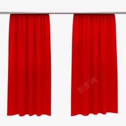 布绸帘子红色窗帘高清图片