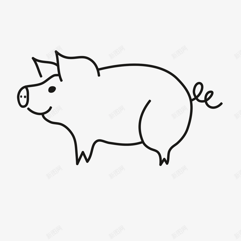 手绘卡通小猪图标png_新图网 https://ixintu.com Q版猪 创意 卡通猪 手绘画 易学 简笔画 黑色猪
